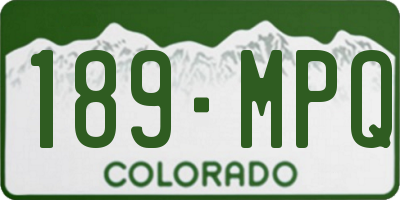 CO license plate 189MPQ