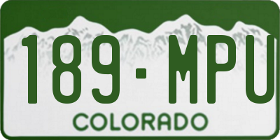 CO license plate 189MPU