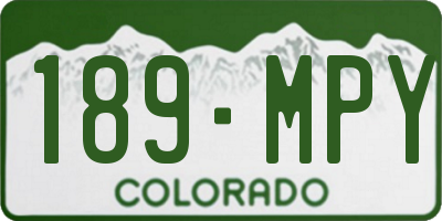CO license plate 189MPY