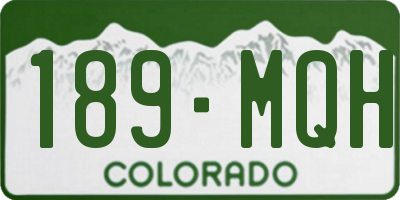 CO license plate 189MQH