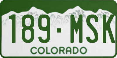 CO license plate 189MSK