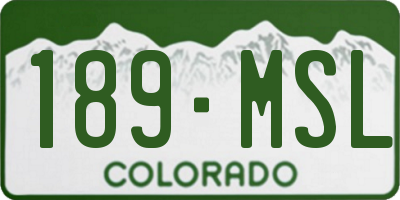 CO license plate 189MSL