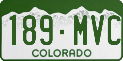 CO license plate 189MVC