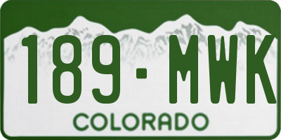 CO license plate 189MWK