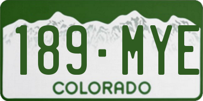 CO license plate 189MYE