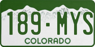 CO license plate 189MYS