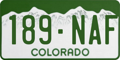 CO license plate 189NAF