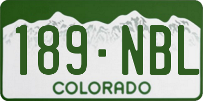 CO license plate 189NBL