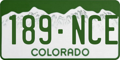 CO license plate 189NCE