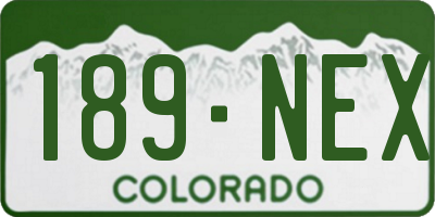 CO license plate 189NEX