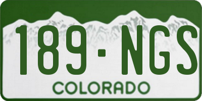 CO license plate 189NGS