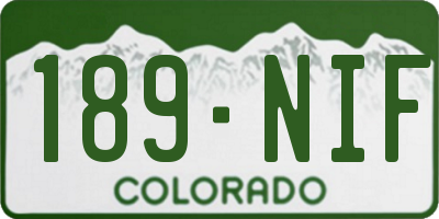 CO license plate 189NIF
