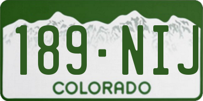 CO license plate 189NIJ