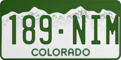 CO license plate 189NIM