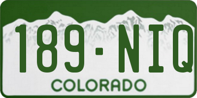 CO license plate 189NIQ