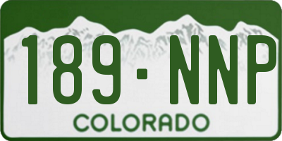 CO license plate 189NNP