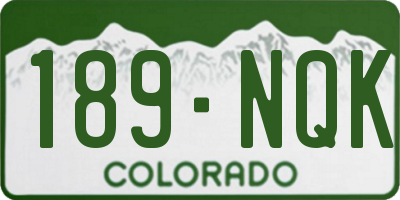 CO license plate 189NQK