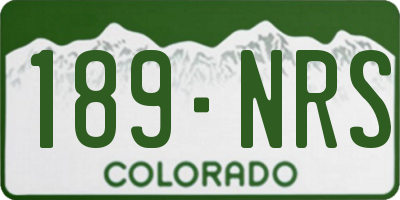 CO license plate 189NRS