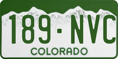 CO license plate 189NVC