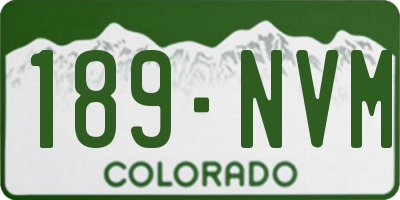 CO license plate 189NVM