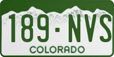 CO license plate 189NVS