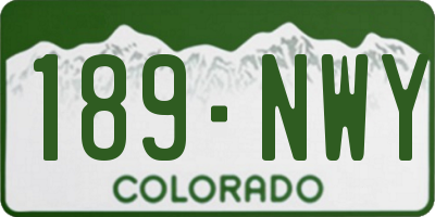 CO license plate 189NWY