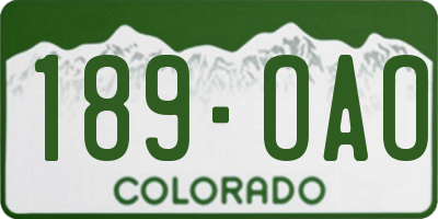 CO license plate 189OAO