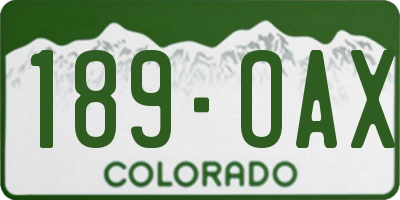 CO license plate 189OAX