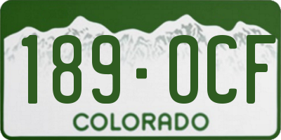 CO license plate 189OCF