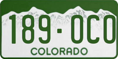 CO license plate 189OCO
