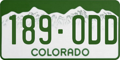 CO license plate 189ODD