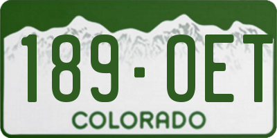 CO license plate 189OET