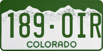 CO license plate 189OIR