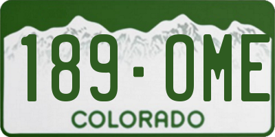 CO license plate 189OME