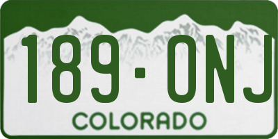 CO license plate 189ONJ