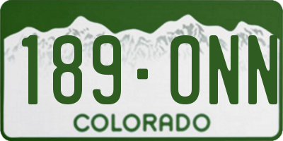 CO license plate 189ONN