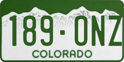 CO license plate 189ONZ