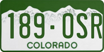 CO license plate 189OSR