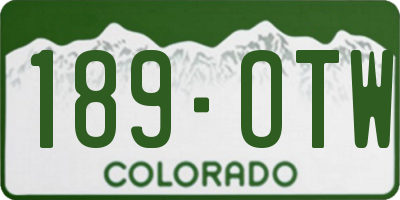 CO license plate 189OTW