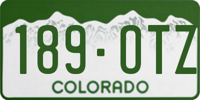 CO license plate 189OTZ