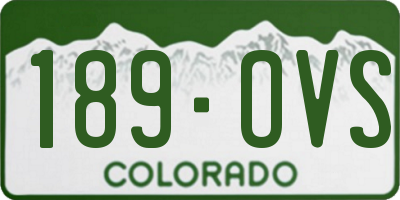 CO license plate 189OVS