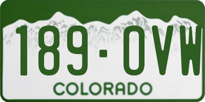 CO license plate 189OVW