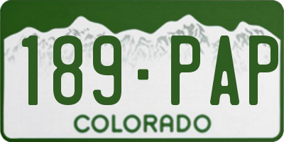 CO license plate 189PAP