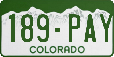 CO license plate 189PAY