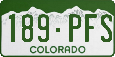 CO license plate 189PFS