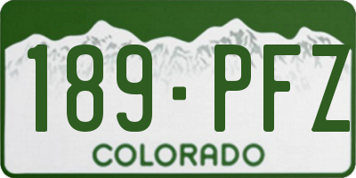 CO license plate 189PFZ