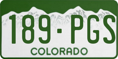 CO license plate 189PGS