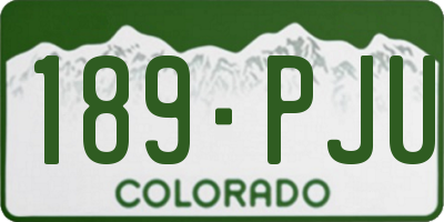CO license plate 189PJU