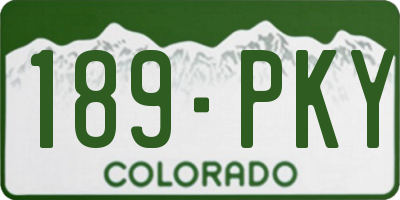 CO license plate 189PKY
