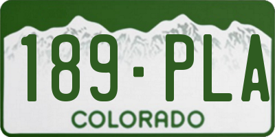 CO license plate 189PLA